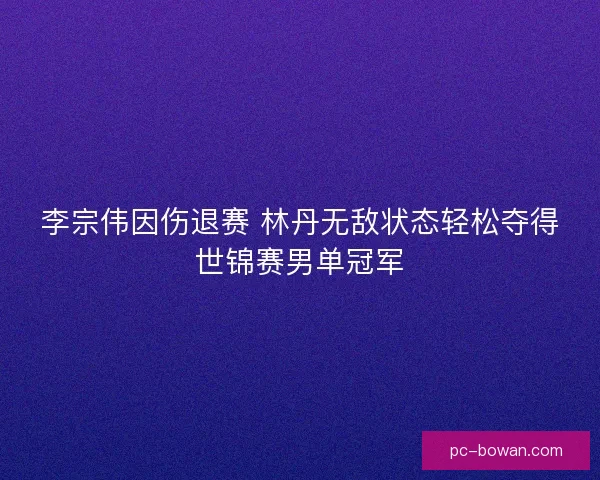 李宗伟因伤退赛 林丹无敌状态轻松夺得世锦赛男单冠军